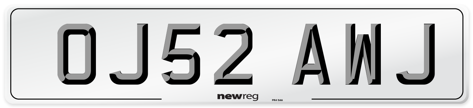 OJ52 AWJ Number Plate from New Reg
